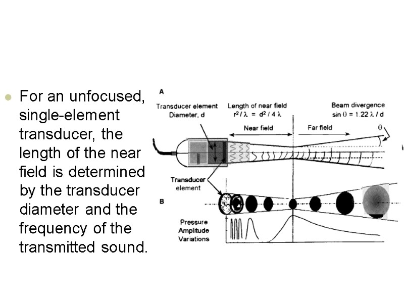 For an unfocused, single-element transducer, the length of the near field is determined by